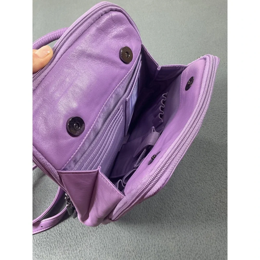 Pelle Studio Backpack Womens Small Purple Leather Adjustable Strap Zipper Casual